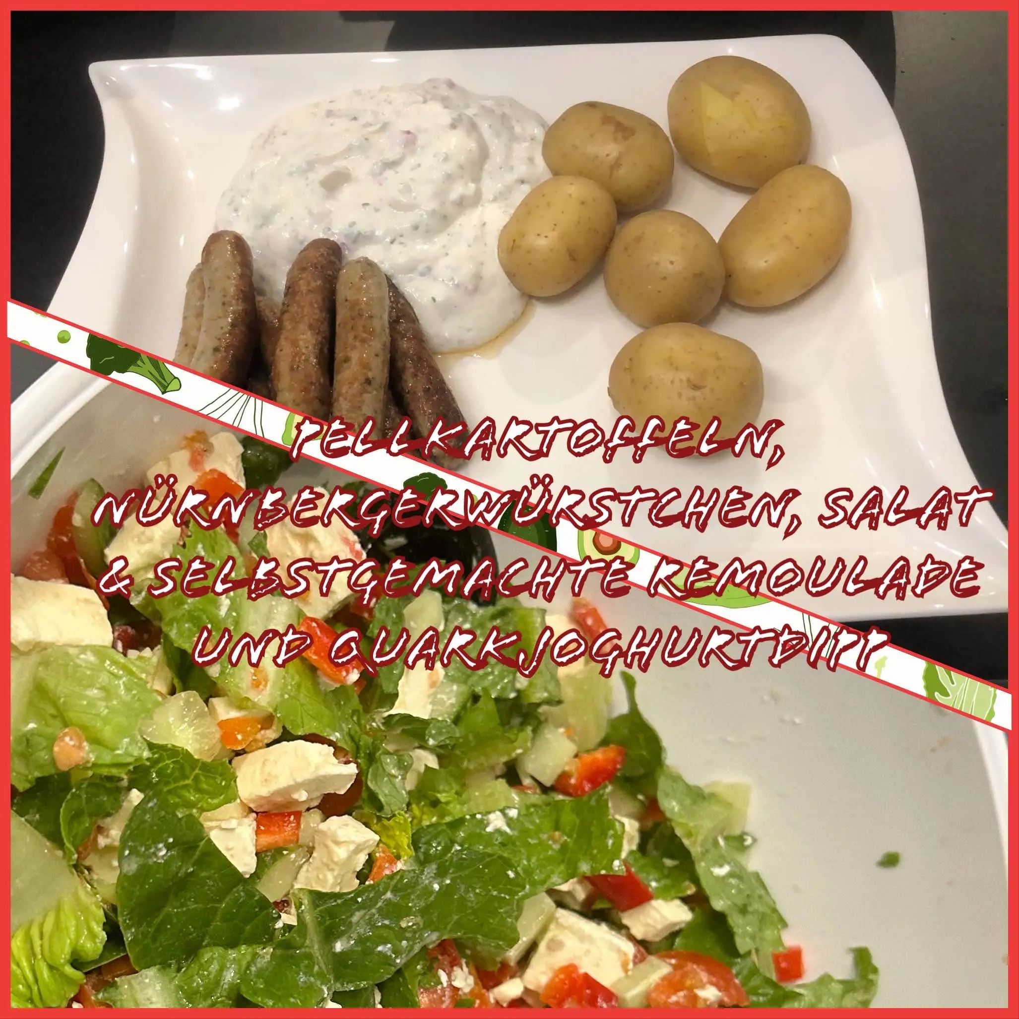 Pellkartoffeln Nuernberger Wuerstchen